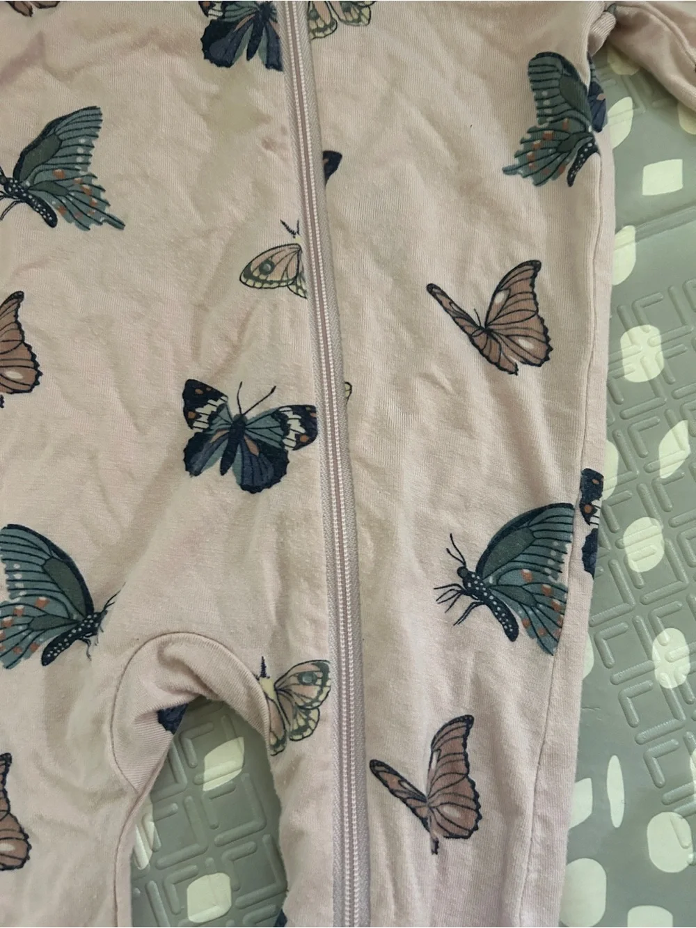 Kyte BABY Blush Butterfly Zipper Footed One-Piece